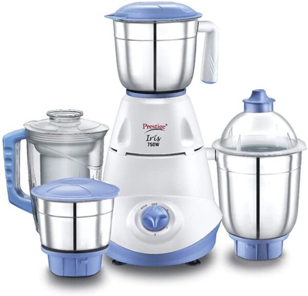 Prestige Iris 750 Watt Mixer Grinder with 3 Stainless Steel Jar + 1