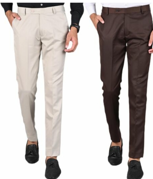 YOGI Formal Pants | Office Formal Trousers for Mens | Combo Pack of Two